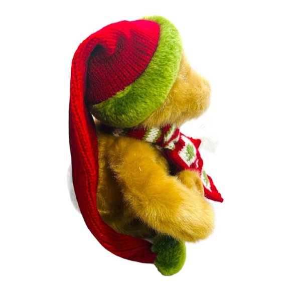 2003 Dillard's Christmas Brown Plush Teddy Bear with Knit Scarf & Hat - Picture 4 of 10